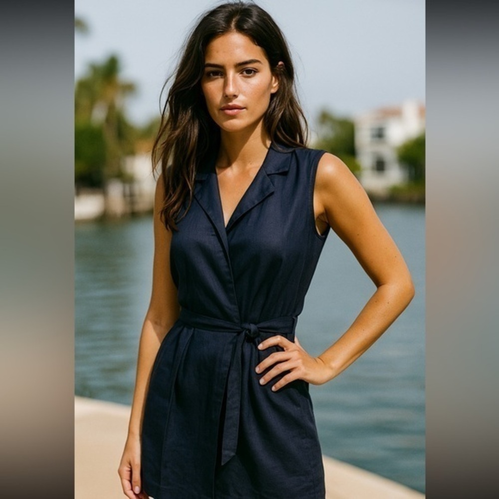Halston Stretch Linen Sleeveless Dress